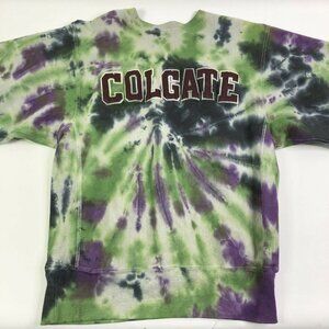 Champion Reverse Weave Colgate Tie Dye Sweatshirt Large Green Purple OOAK